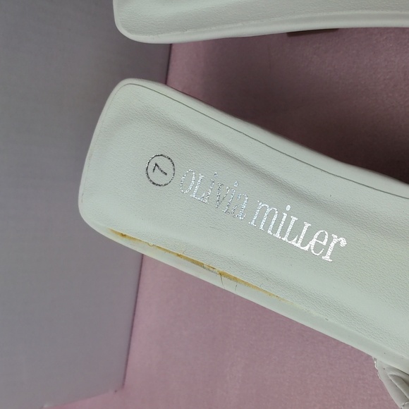 Olivia Miller Honey Camp Off White Square Toe Quilted Slide On Kitten Heels 7 - Picture 3 of 7